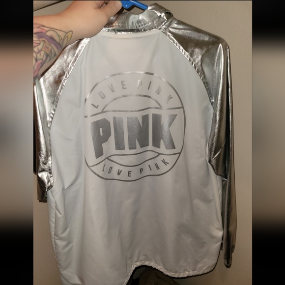 VS pink limited edition silver foil and white windbreaker - Picture 3 of 5